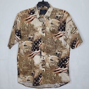 North River U.S. Military Print Button Down‎ Shirt Size Large